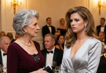 Le gala de charité entamait sa troisième heure quand mes genoux ont commencé à lâcher. J’étais debout depuis si longtemps que la musique semblait vibrer à l’intérieur de mes os.