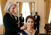 Ma belle-mère a tendu la main vers mon collier d’émeraudes juste à la table du dîner dans un hôtel à Philadelphie, pensant que j’allais obéir calmement sans aucune protestation. Mais avant que ses doigts ne puissent le toucher, mon équipe de sécurité est intervenue et toute la salle est soudainement tombée dans un silence total, alors que cette audace se heurtait soudain à une réalité à laquelle personne ne s’attendait…